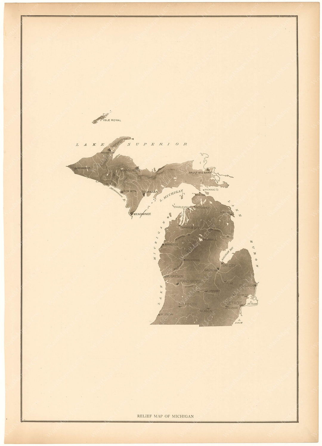 Michigan 1912: Relief Map