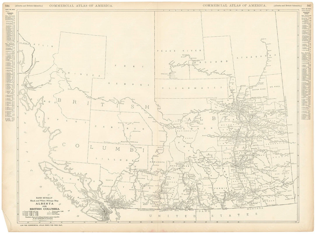 Alberta and British Columbia 1925: Mileage Map