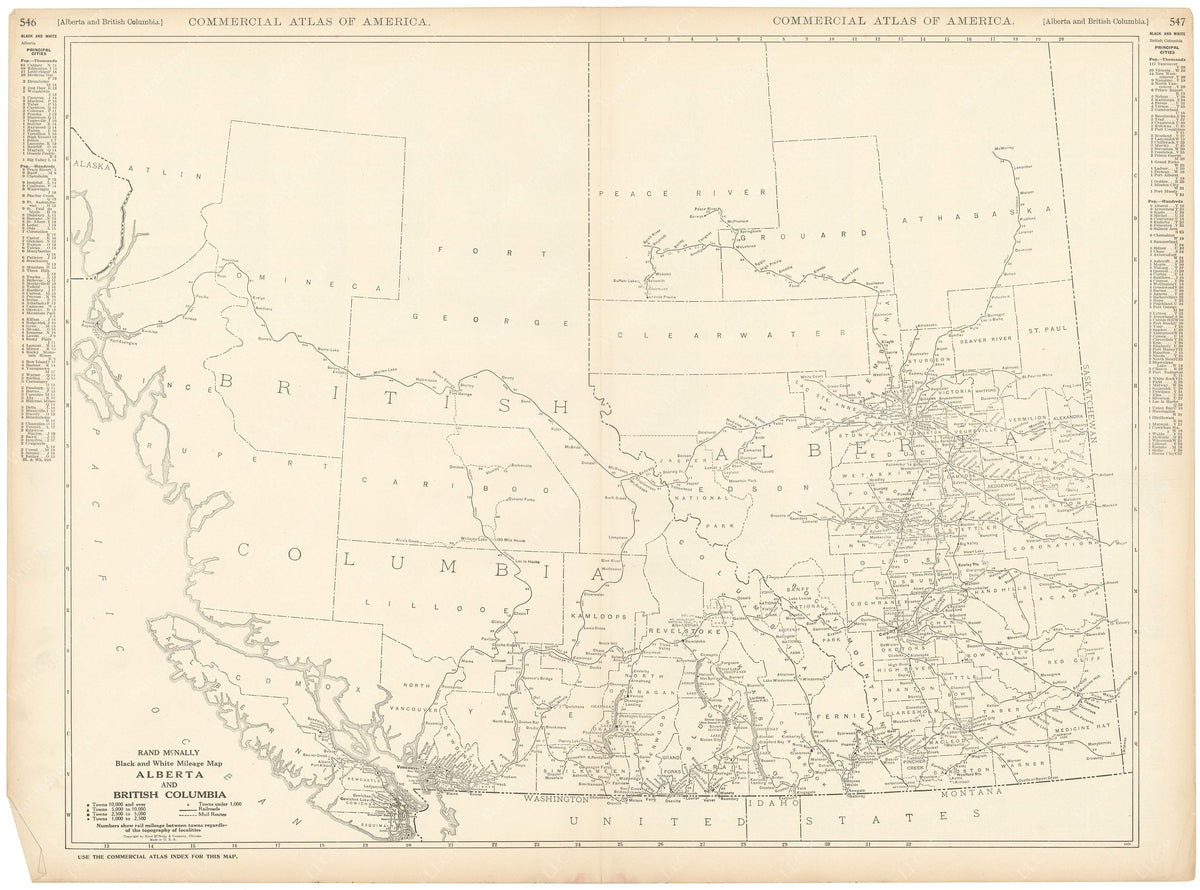 Alberta and British Columbia 1925: Mileage Map – WardMaps LLC