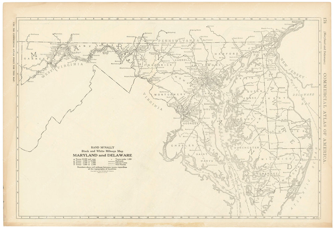 Delaware and Maryland 1925: Mileage Map