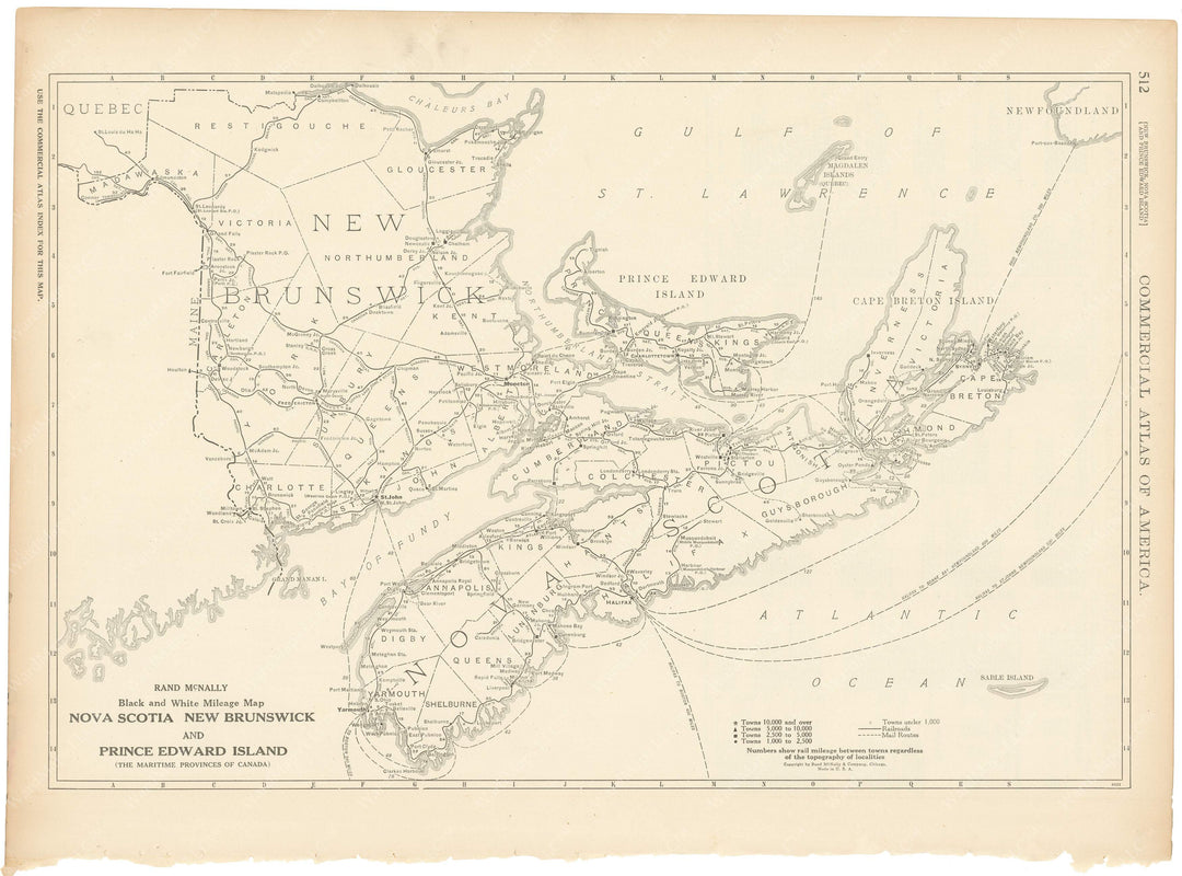 New Brunswick, Nova Scotia, and Prince Edward Island 1925: Mileage Map