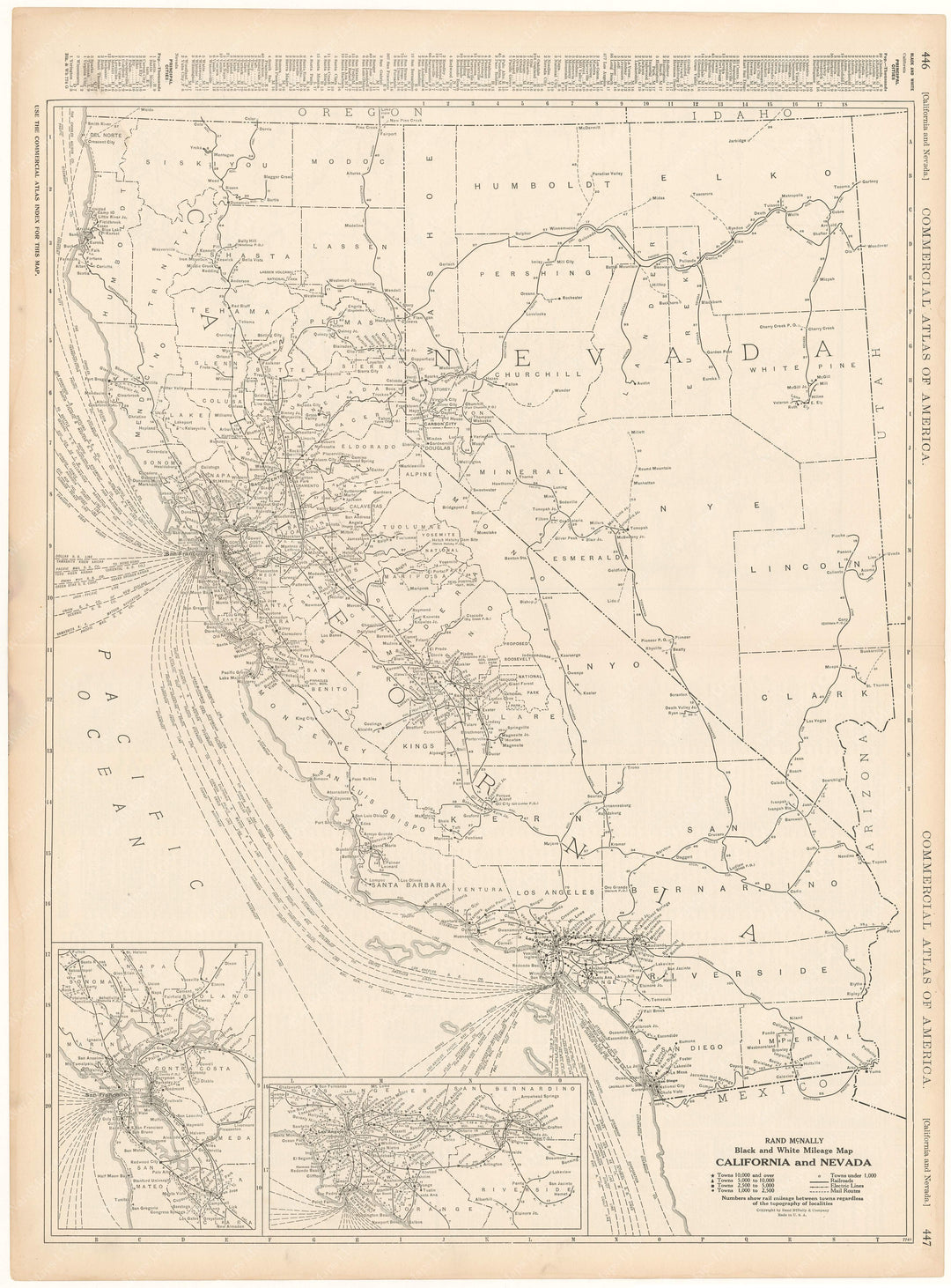 California and Nevada 1925: Mileage Map