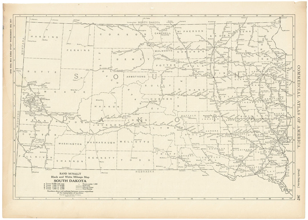 South Dakota 1925: Mileage Map