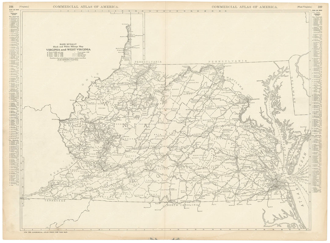 Virginia and West Virginia 1925: Mileage Map