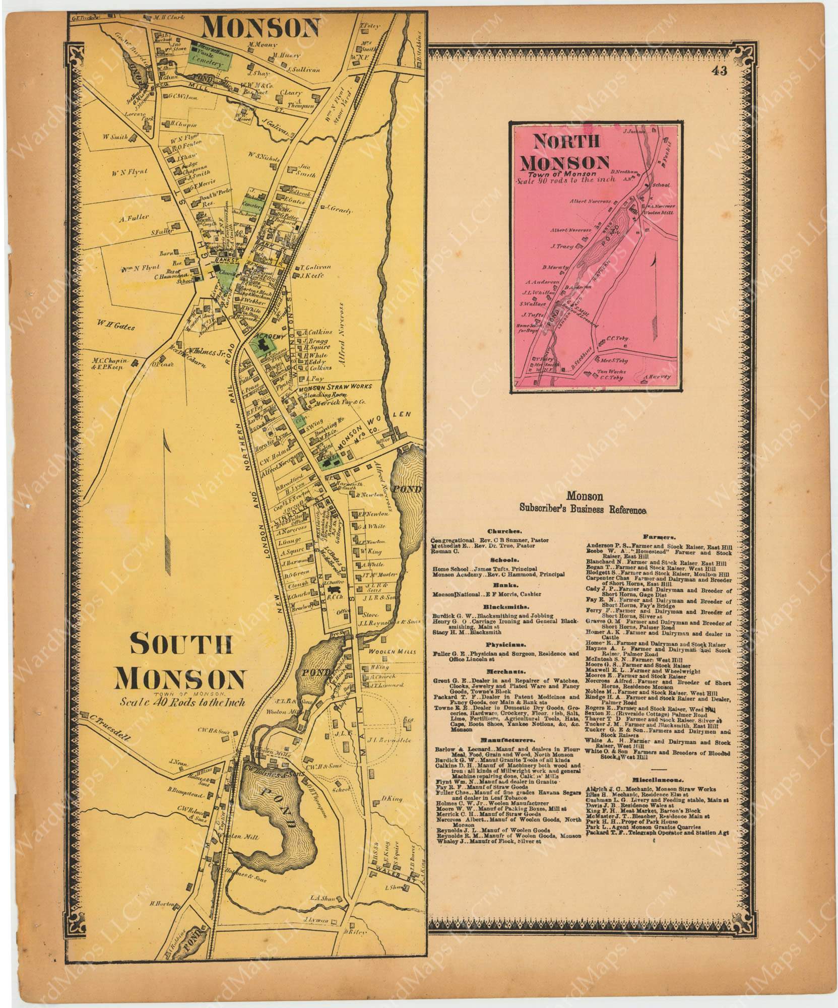 Monson, Massachusetts 1870 – WardMaps LLC