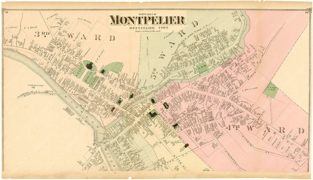 Montpelier, Vermont 1873: Downtown North