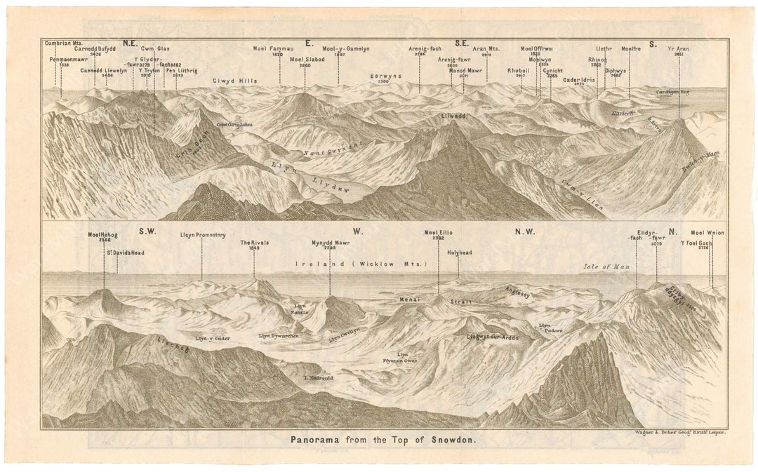 Snowdon Summit Panorama, Wales 1937