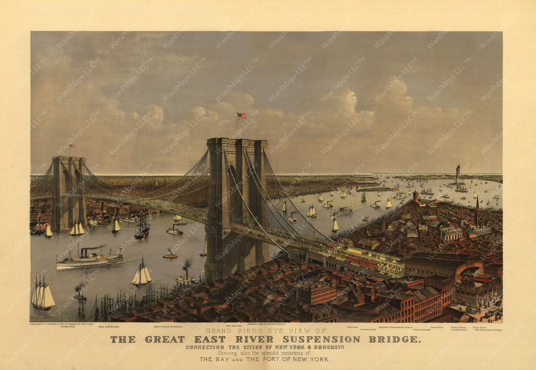 New York City: Brooklyn Bridge, New York 1885