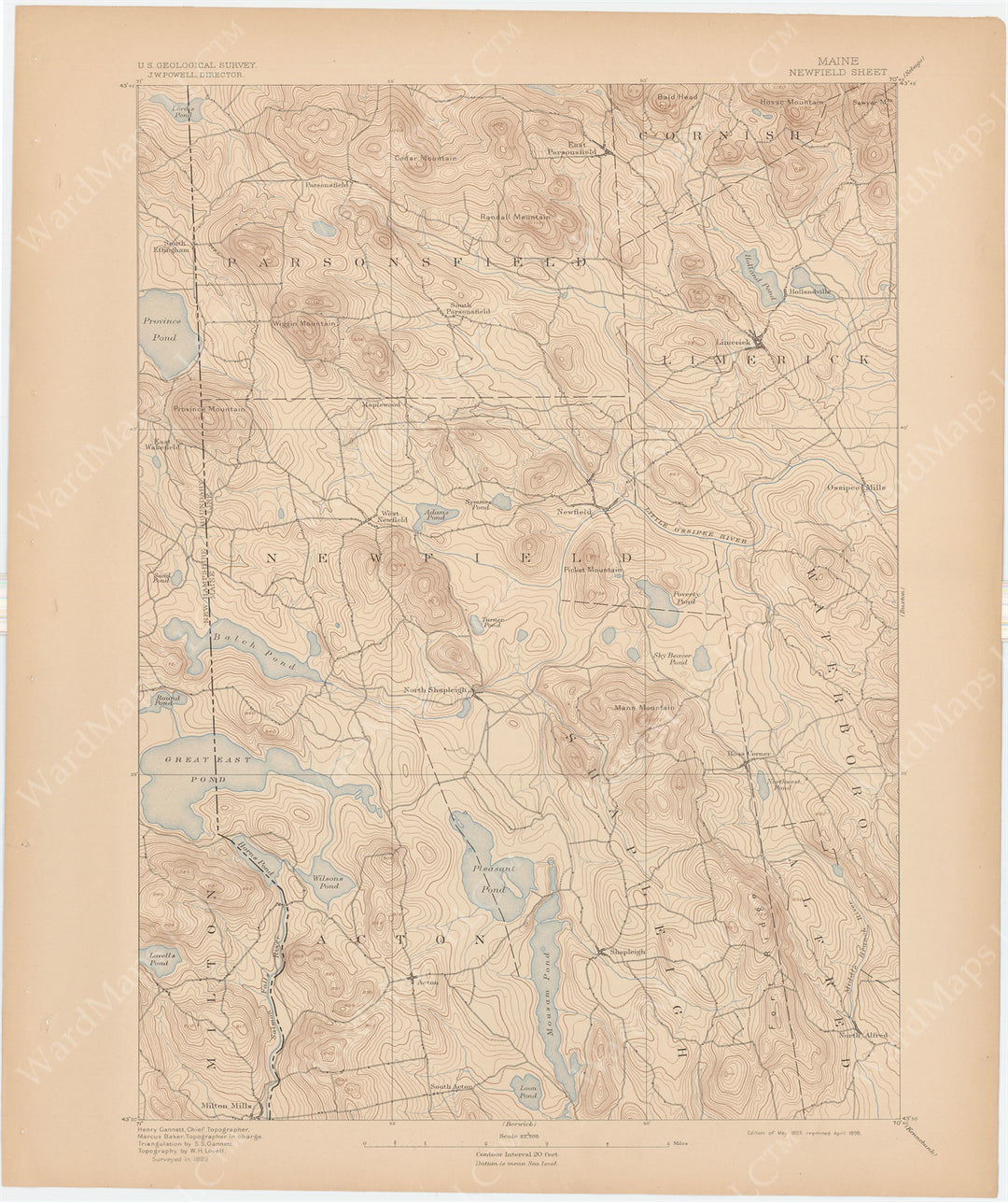 USGS Maine: Newfield Sheet 1898