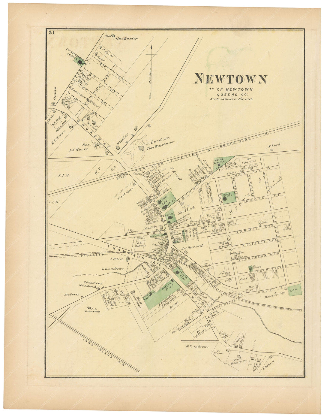 Newtown: Newtown Village, New York 1873