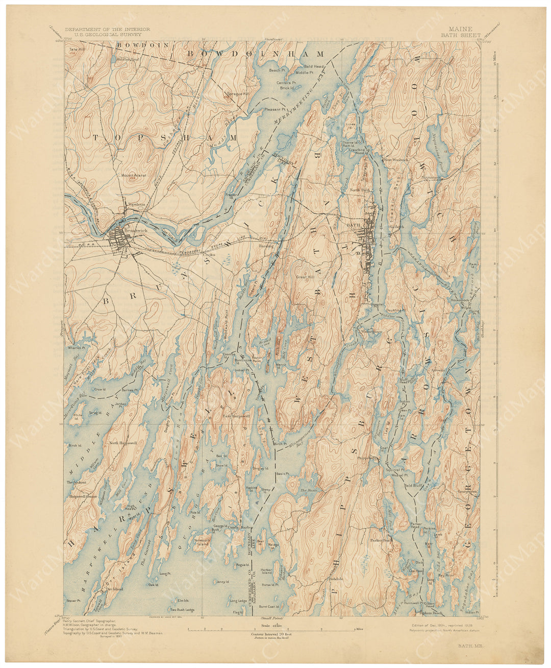 USGS Maine: Bath Sheet 1928