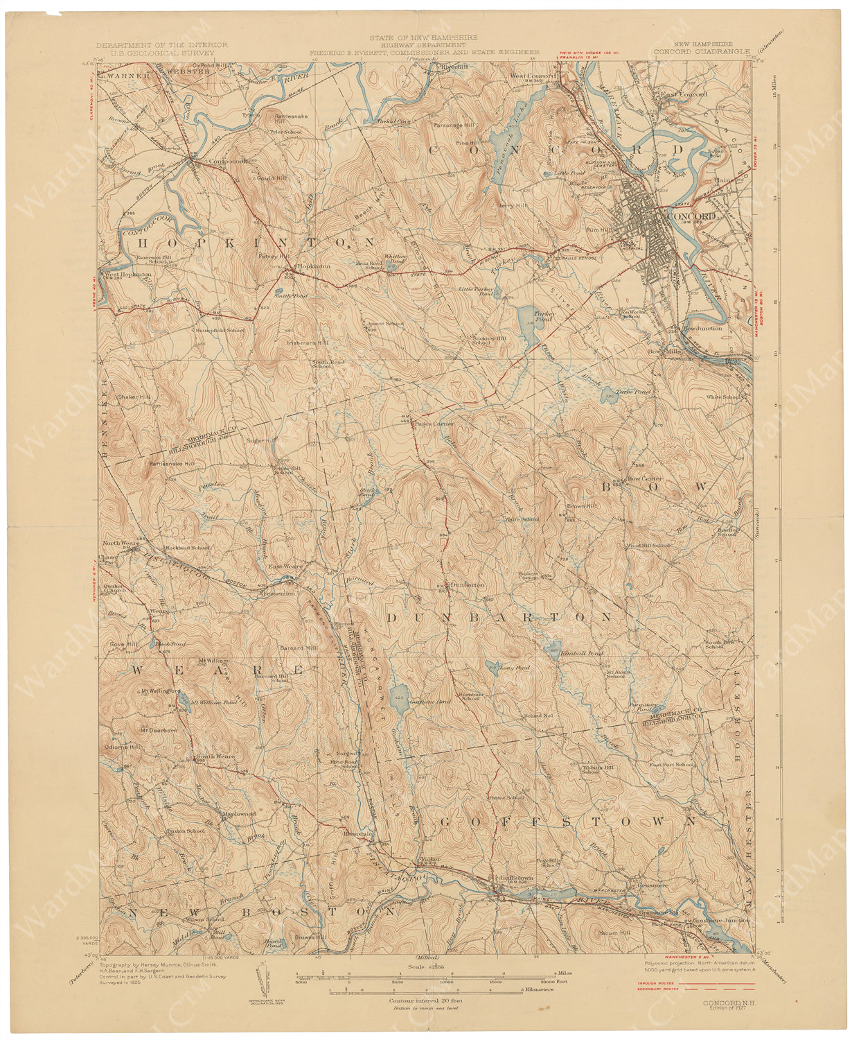USGS New Hampshire: Concord Sheet 1927 – WardMaps LLC