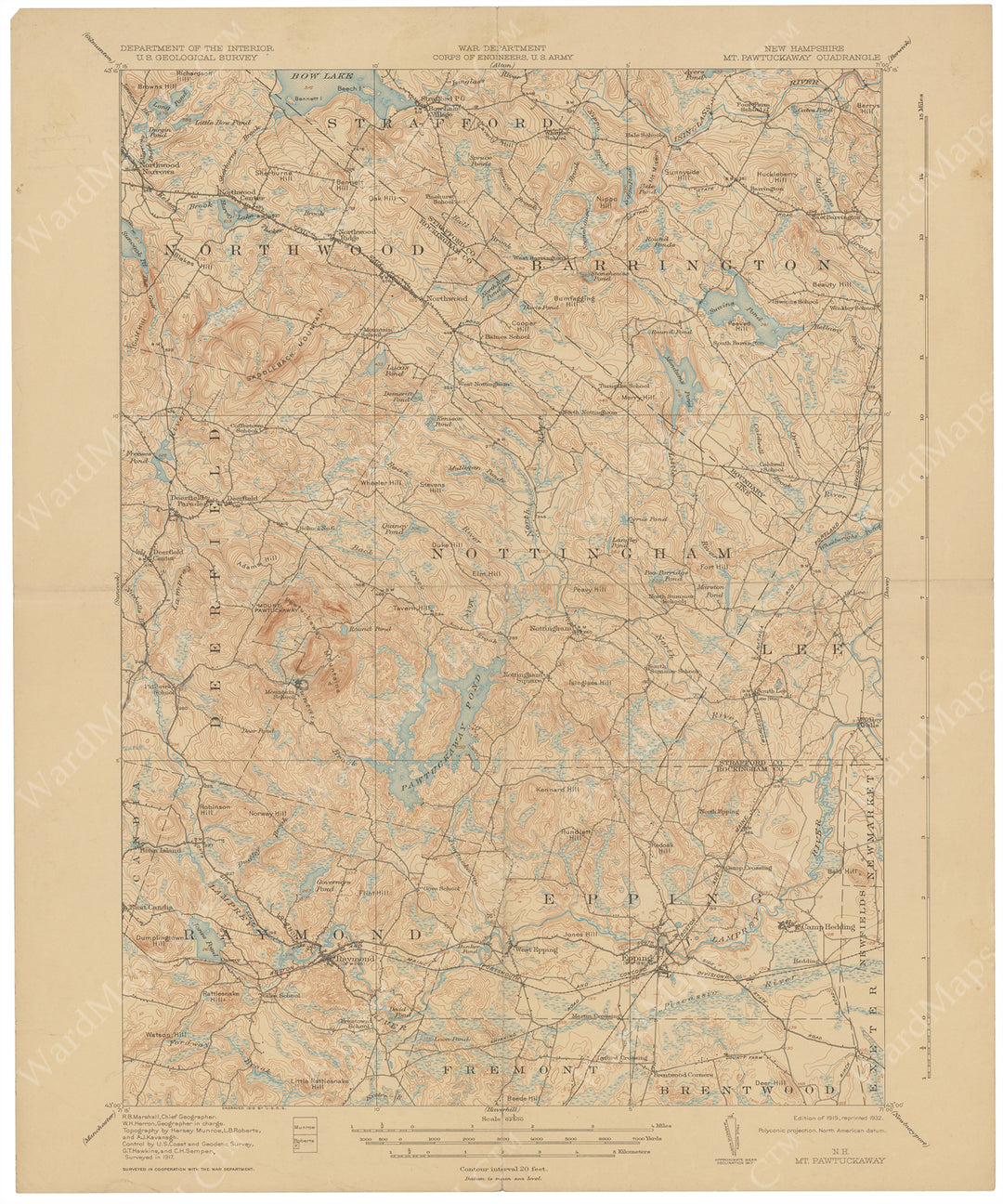 USGS New Hampshire: Mount Pawtuckaway Sheet 1932