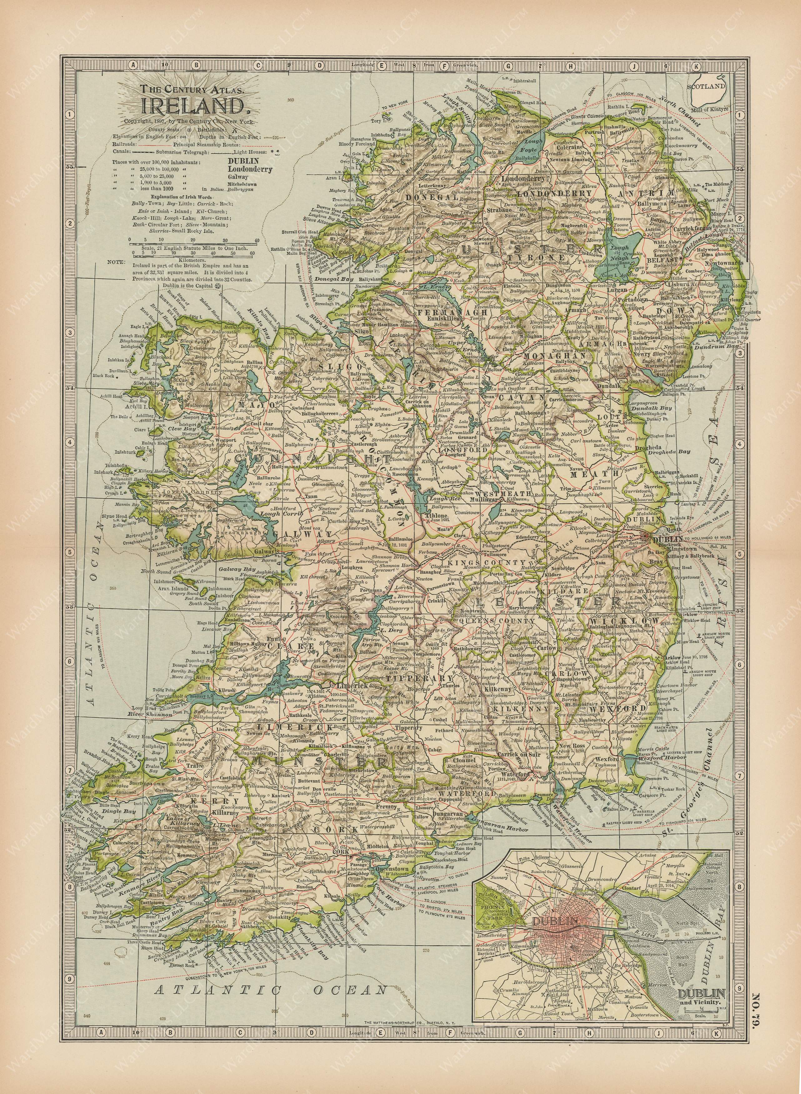 Ireland 1897 - Large 24" x 36"