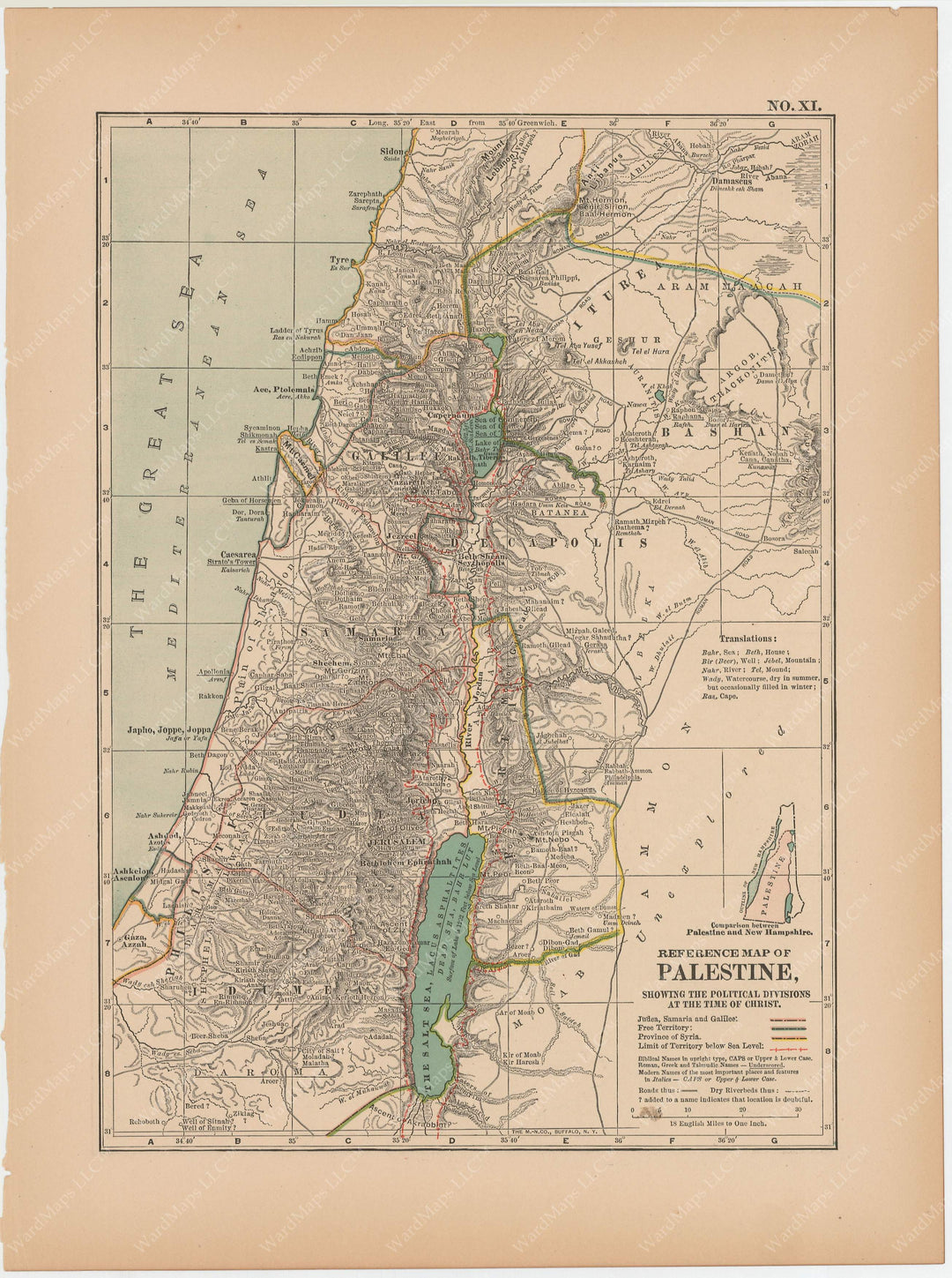 Classical Map 1897 no. XI: Ancient Palestine in the Time of Christ