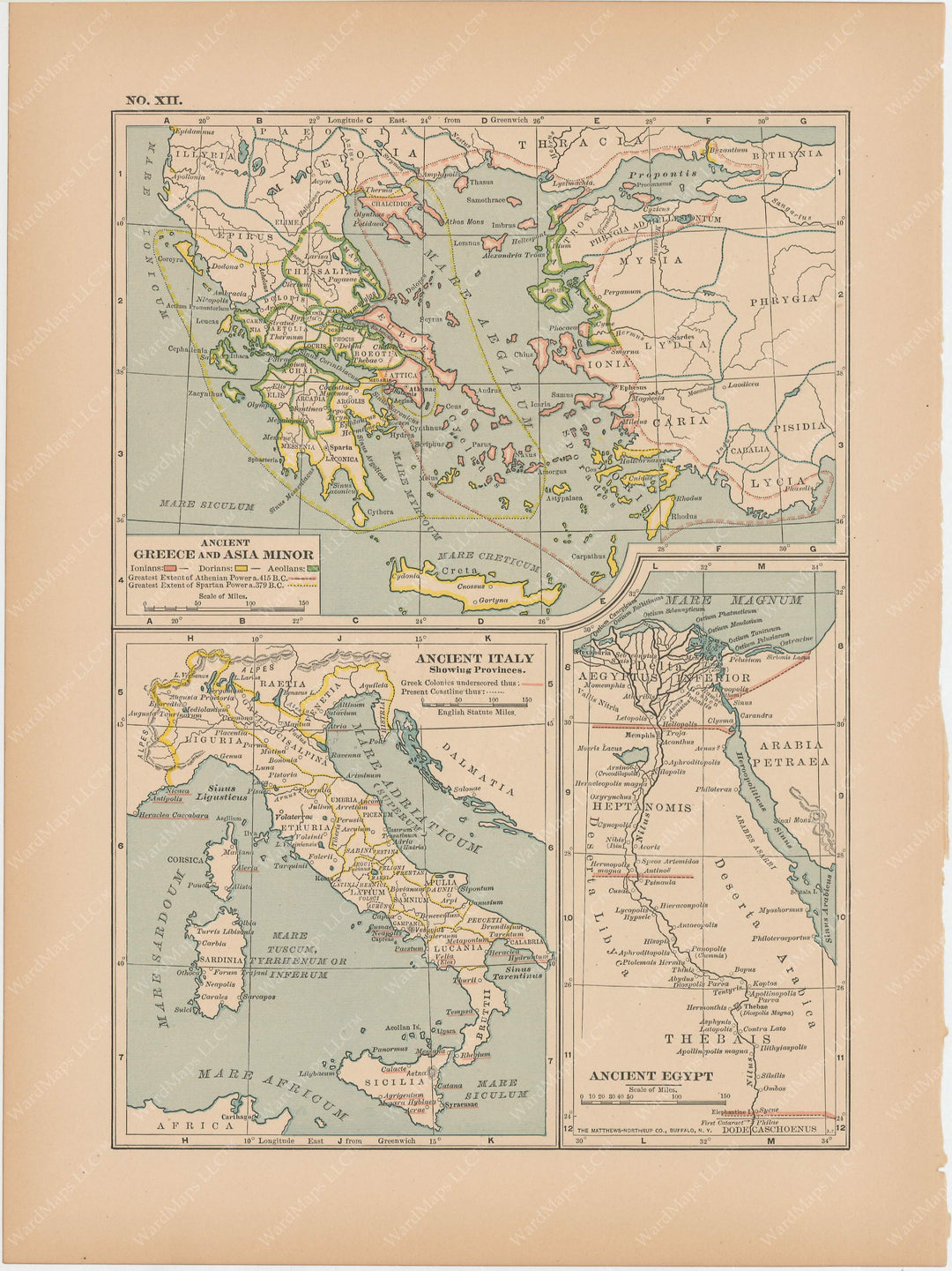 Classical Map 1897 no. XII: Ancient Greece, Italy, and Egypt