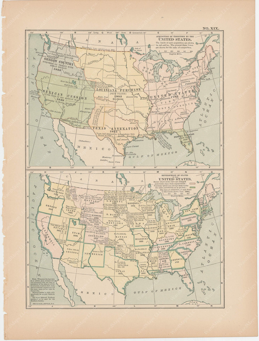 Classical Map 1897 No Xix United States Territorial Expansion Wardmaps Llc 5865