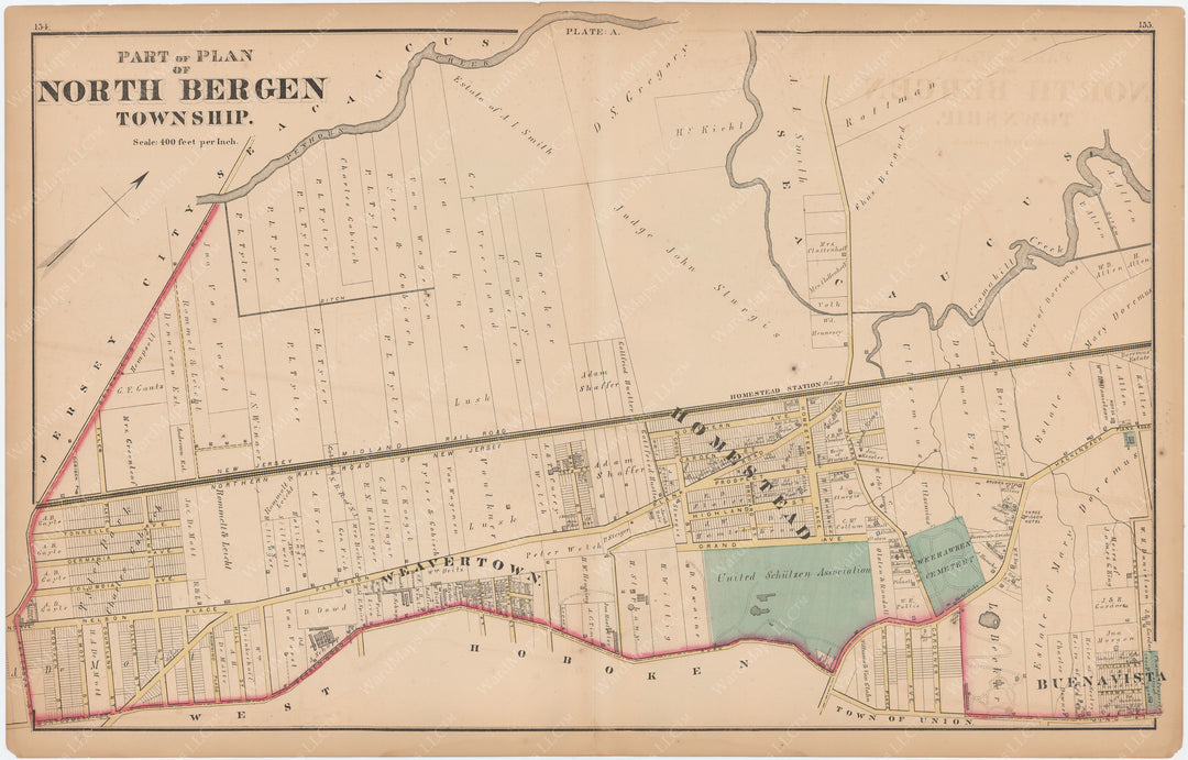 New Jersey and Hudson County 1873: North Bergen Plate A