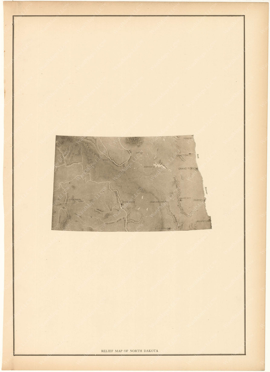 North Dakota 1912: Relief Map