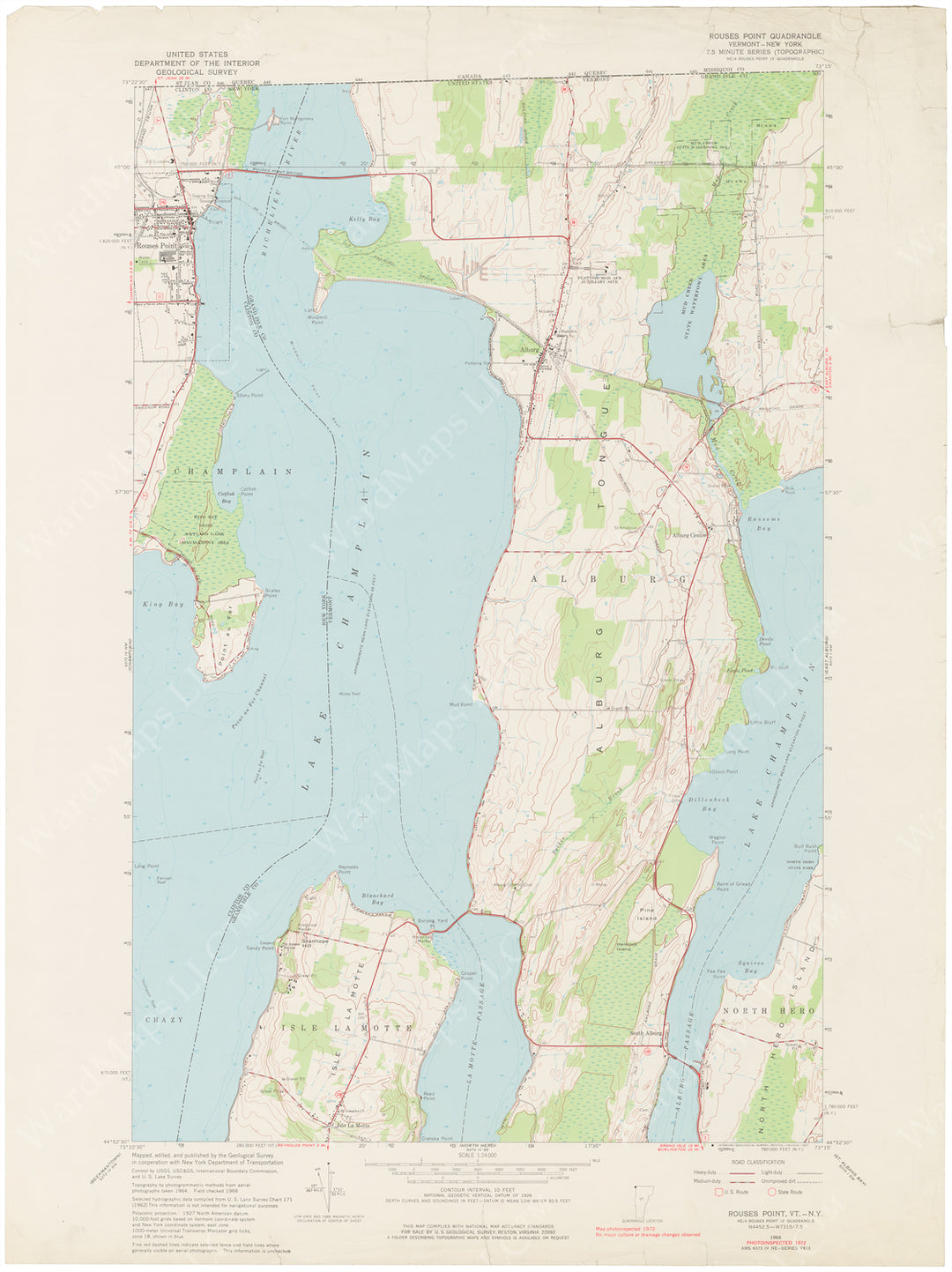 Le Rouses Map USGS New York and Vermont: Rouses Point Sheet 1972 – WardMaps LLC