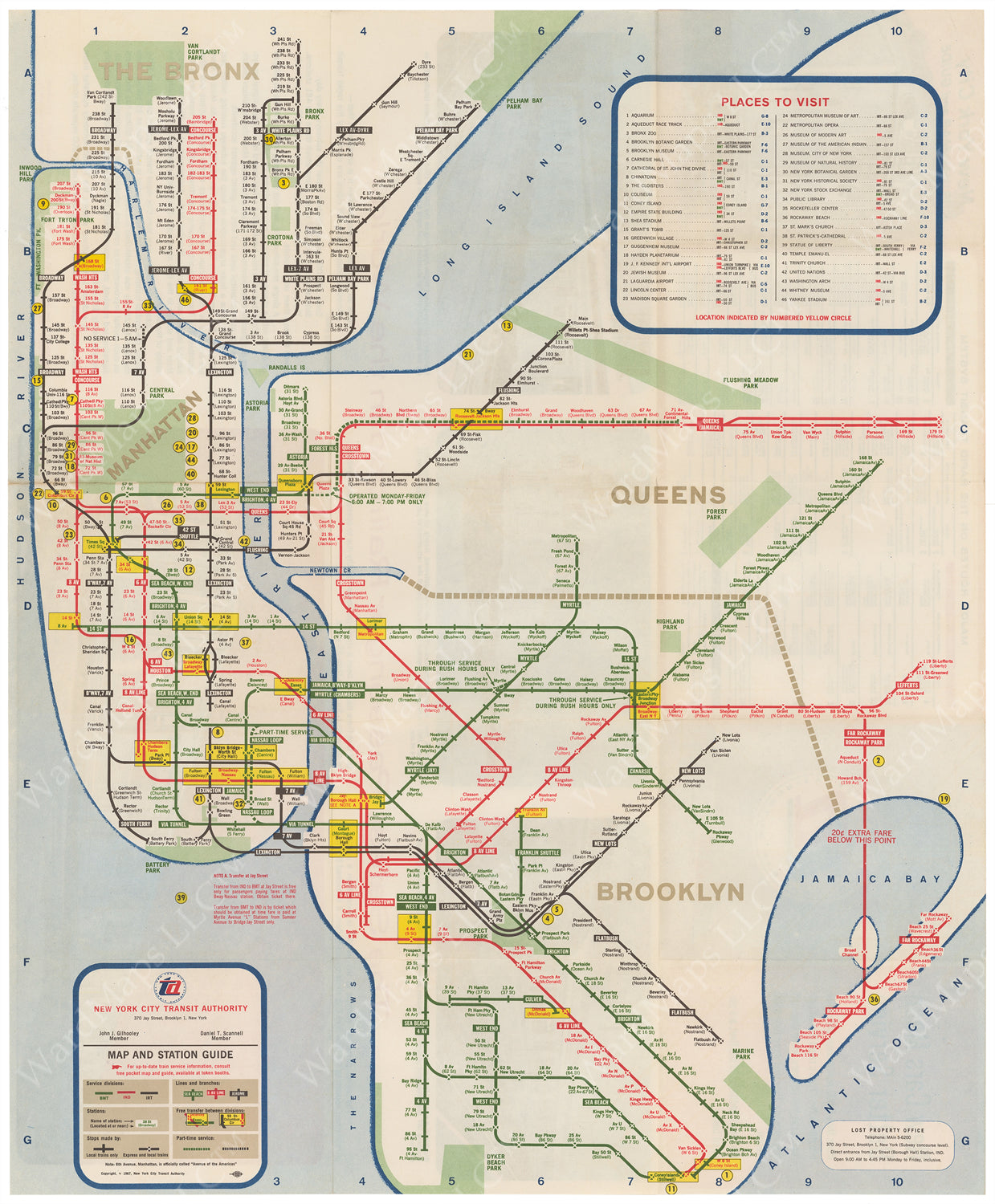 New York City Subway Map 1967