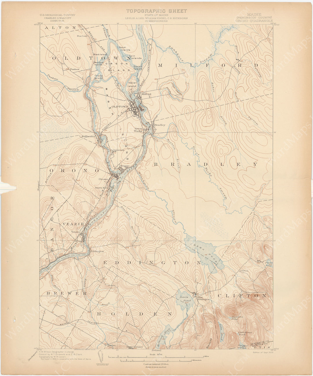 USGS Maine: Orono Sheet 1902