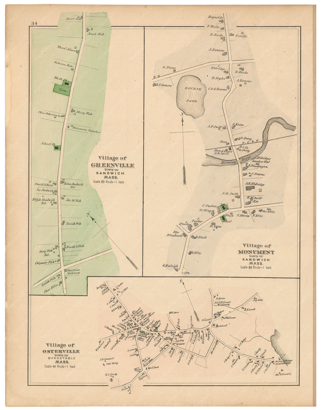Barnstable and Sandwich, Massachusetts 1880 – WardMaps LLC