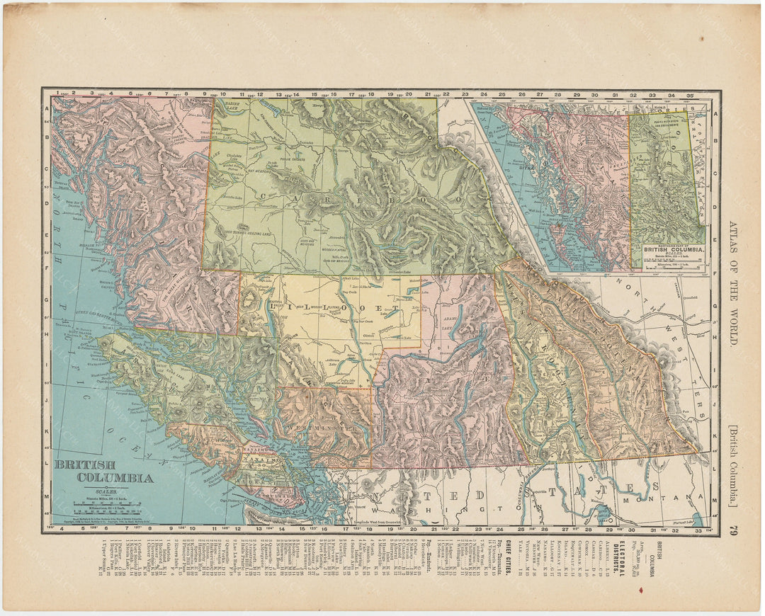 Alberta, Alberni, British Columbia, Cassiar, Cariboo, Cowich, East Kootenay, Lillooet, New West Minster, West Koot Nay, Vancouver, and Yale    1900