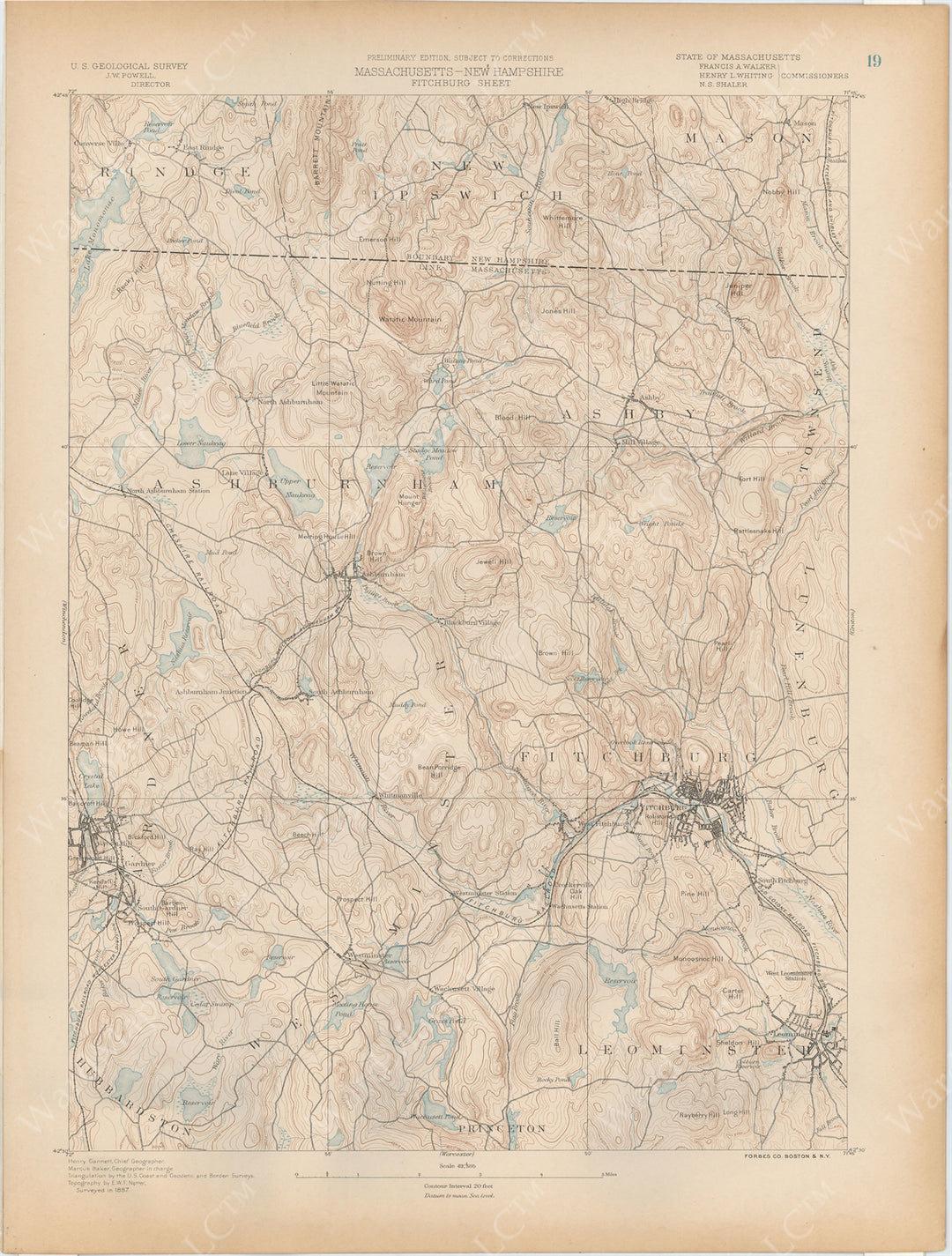 USGS Massachusetts 1890 Plate 019: Fitchburg Sheet