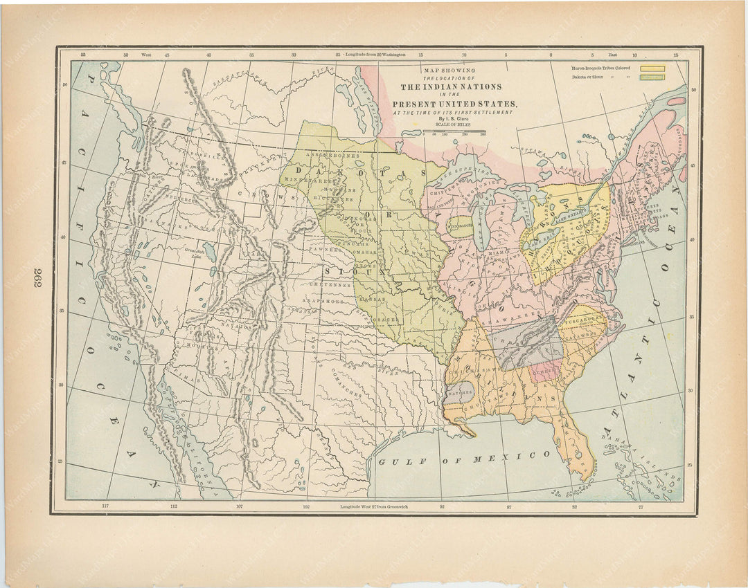 Classical Map 1894: Indian Nations of the U.S. at the Time of its First Settlement