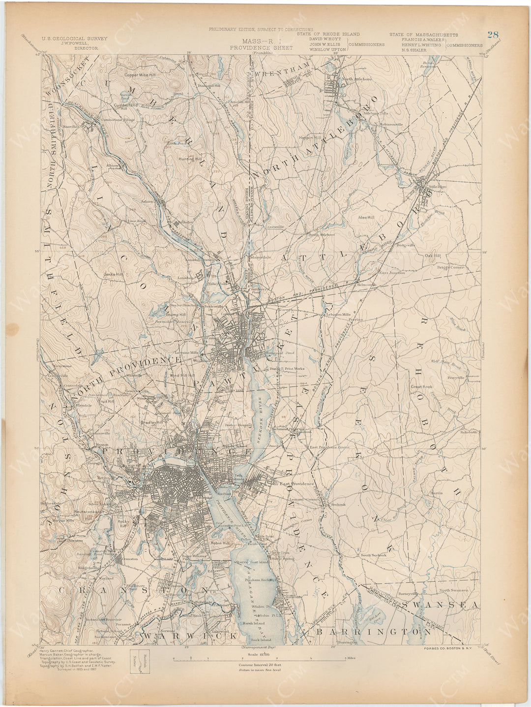 USGS Massachusetts 1890 Plate 028: Providence (Rhode Island) Sheet