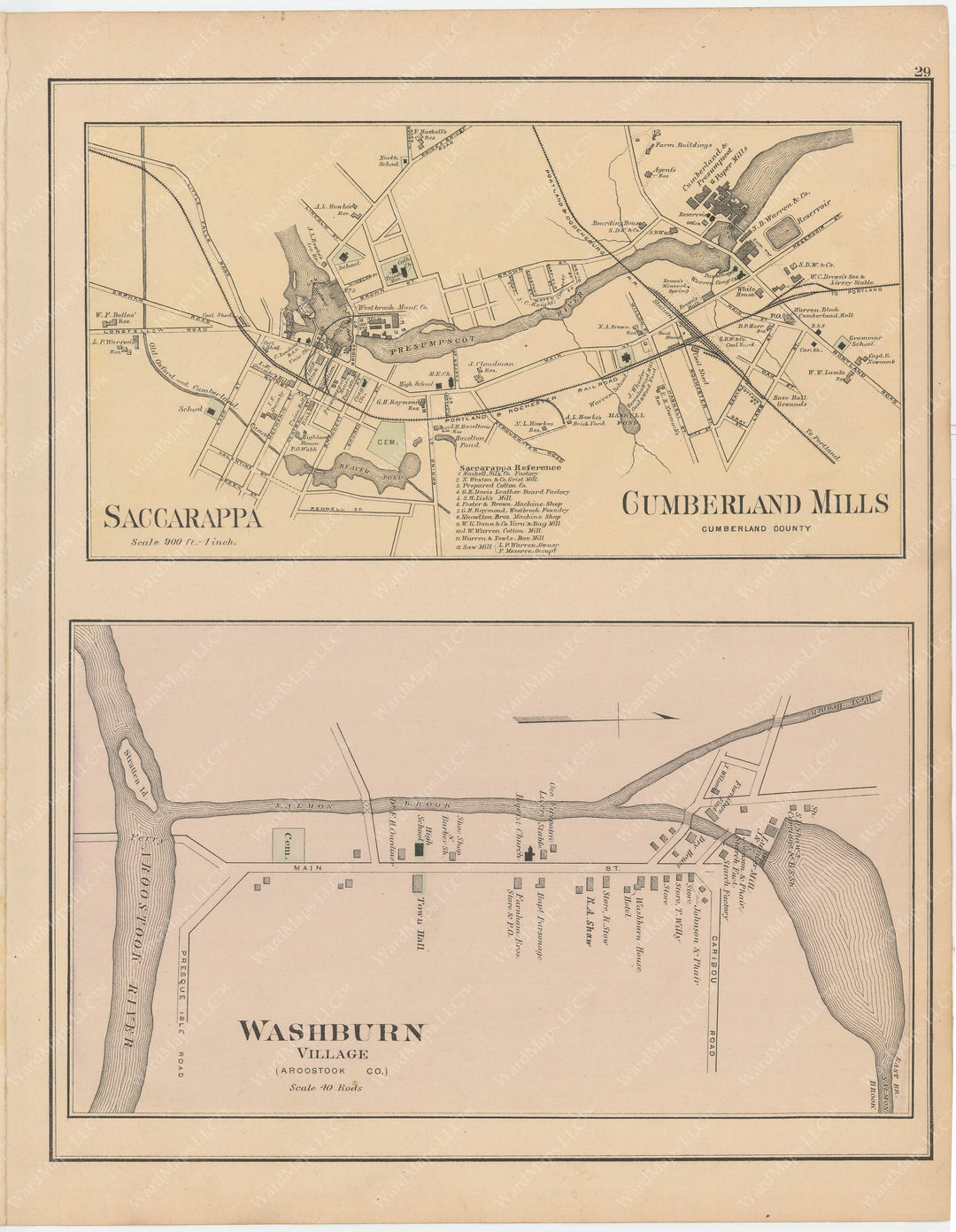 Washburn and Westbrook, Maine 1885