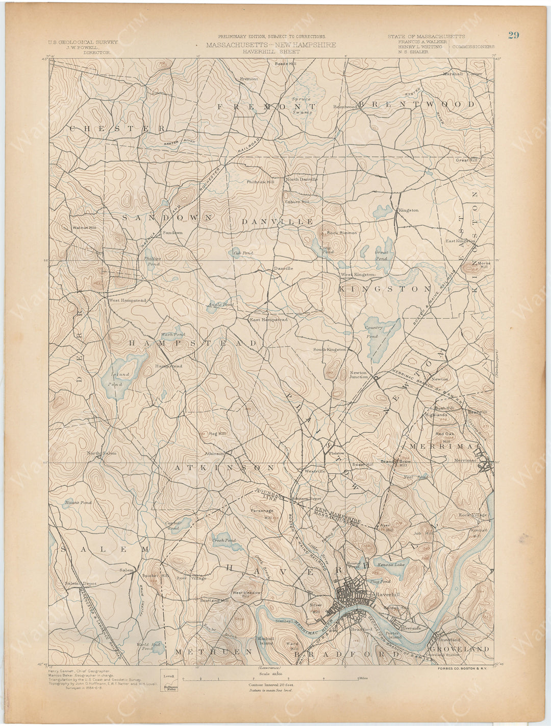 USGS Massachusetts and New Hampshire 1890 Plate 029: Haverhill Sheet