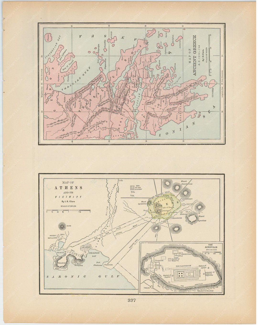 Classical Map 1894: Ancient Greece and Athens