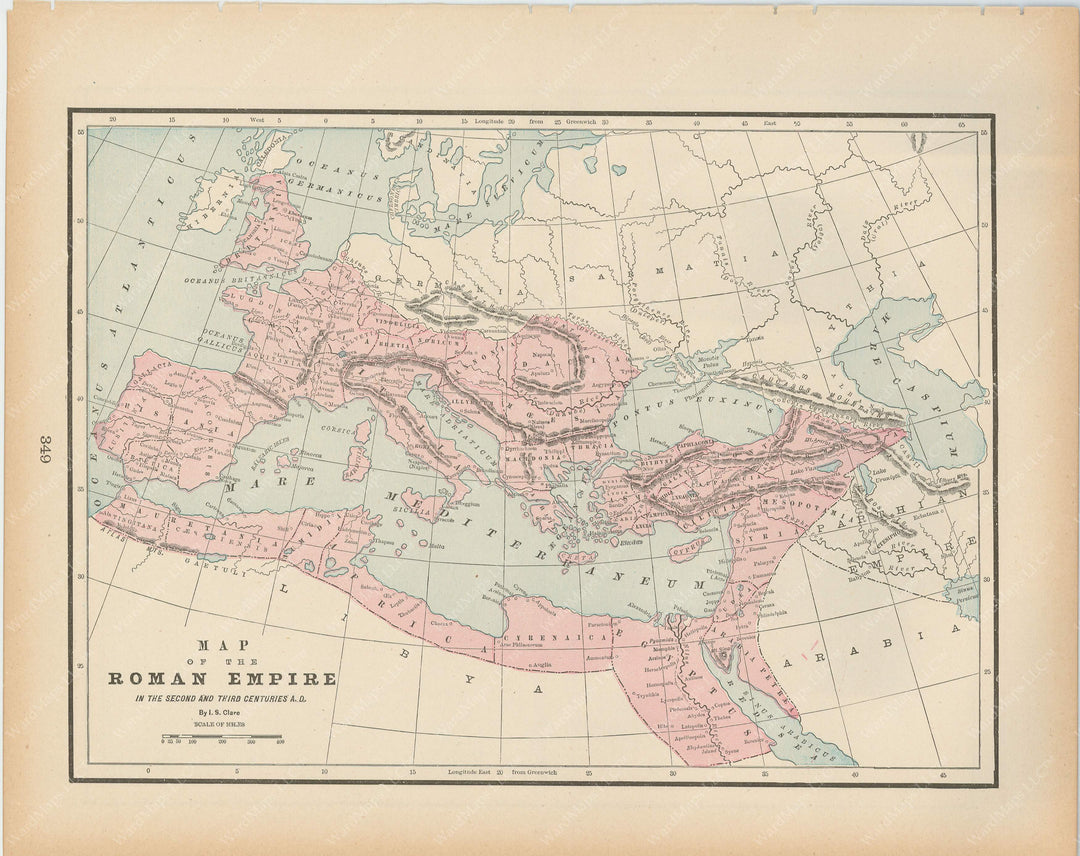 Classical Map 1894: Roman Empire in the 2nd and 3rd Centuries