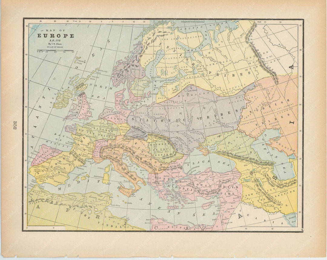 Classical Map 1894: Europe A.D. 500