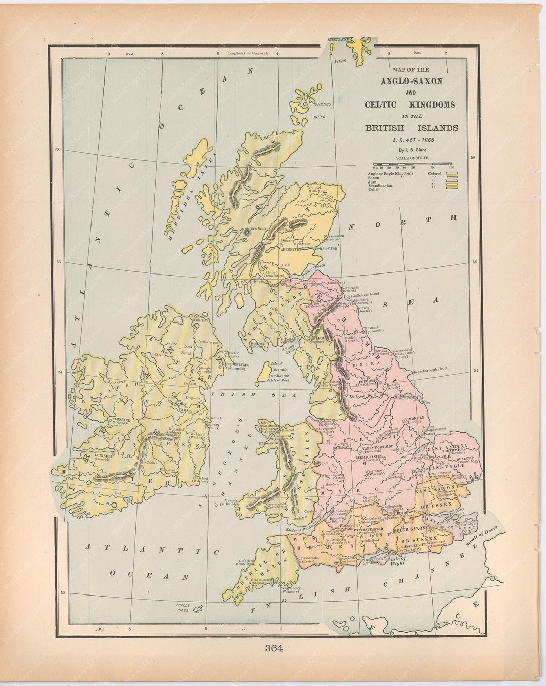 Classical Map 1894: Anglo-Saxon and Celtic Kingdoms in the British Isl ...