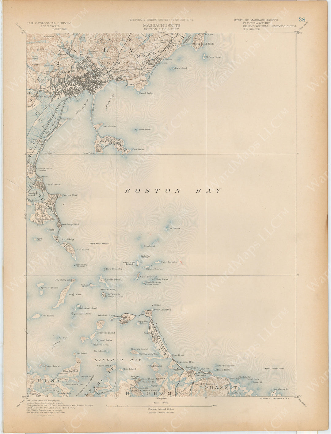 USGS Massachusetts 1890 Plate 038: Boston Bay Sheet