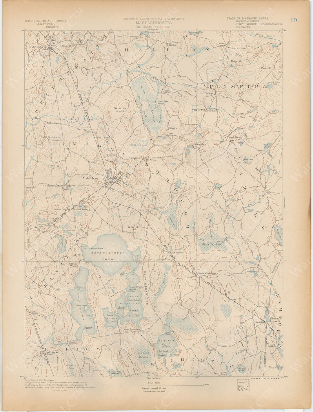 USGS Massachusetts 1890 Plate 040: Middleboro Sheet