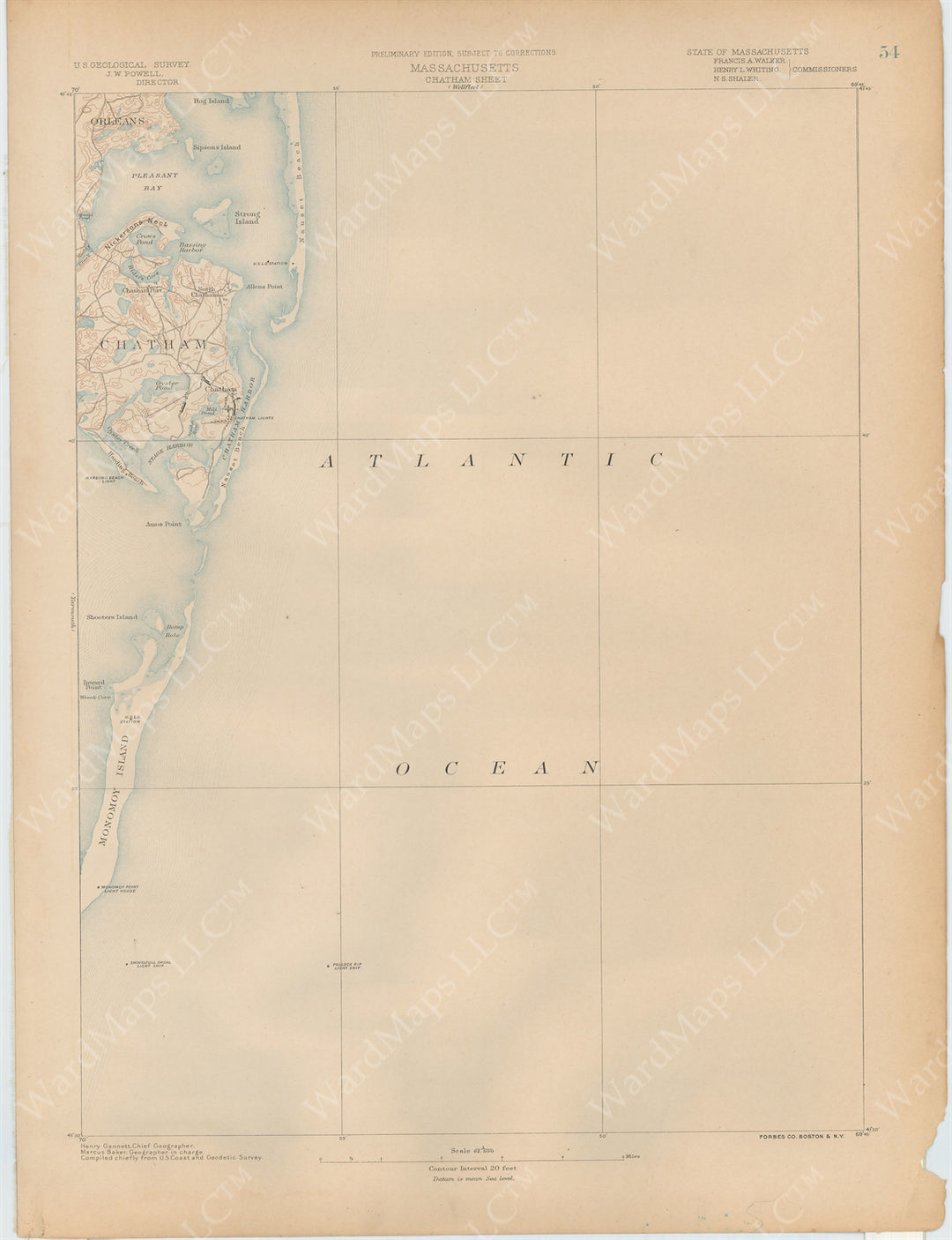 USGS Massachusetts 1890 Plate 054: Chatham Sheet