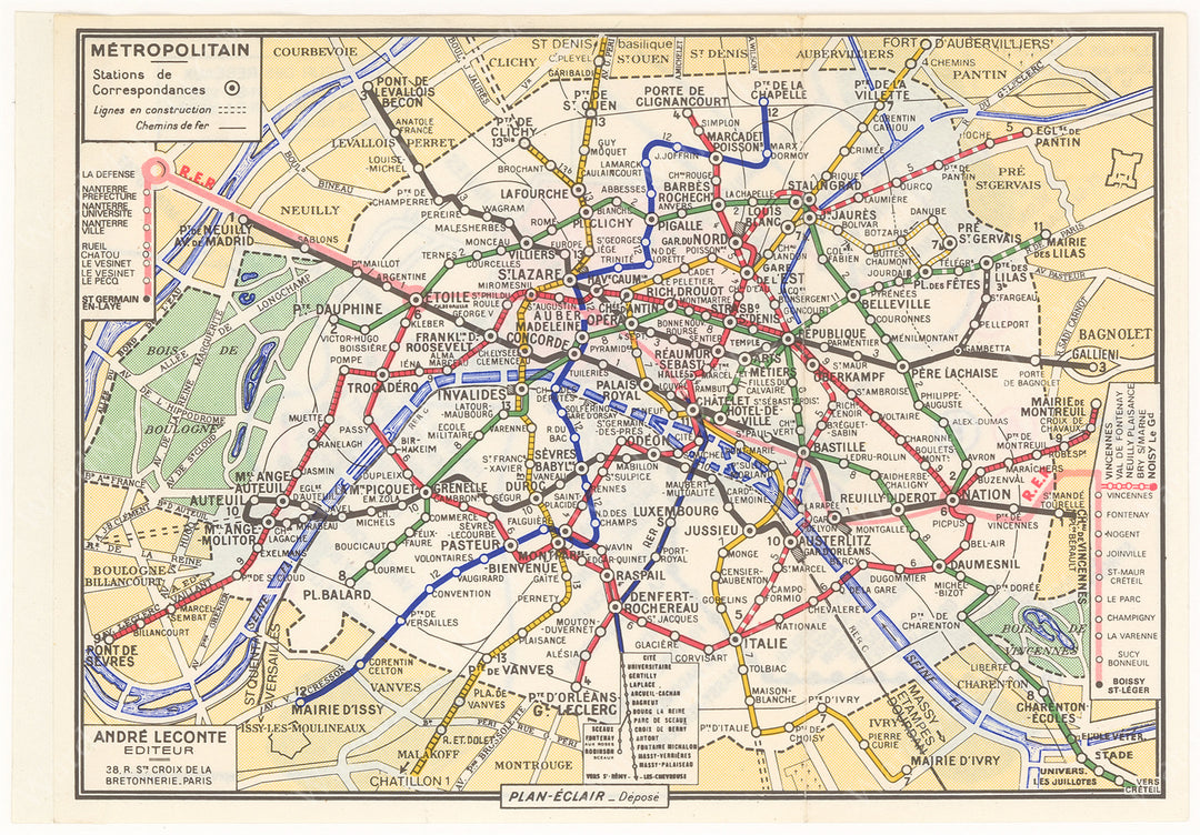 Paris, France 1979: Metro Map
