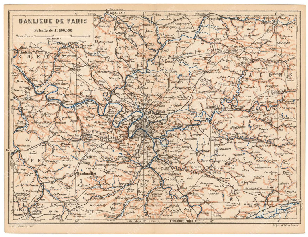 Paris, France 1891: Environs of Paris