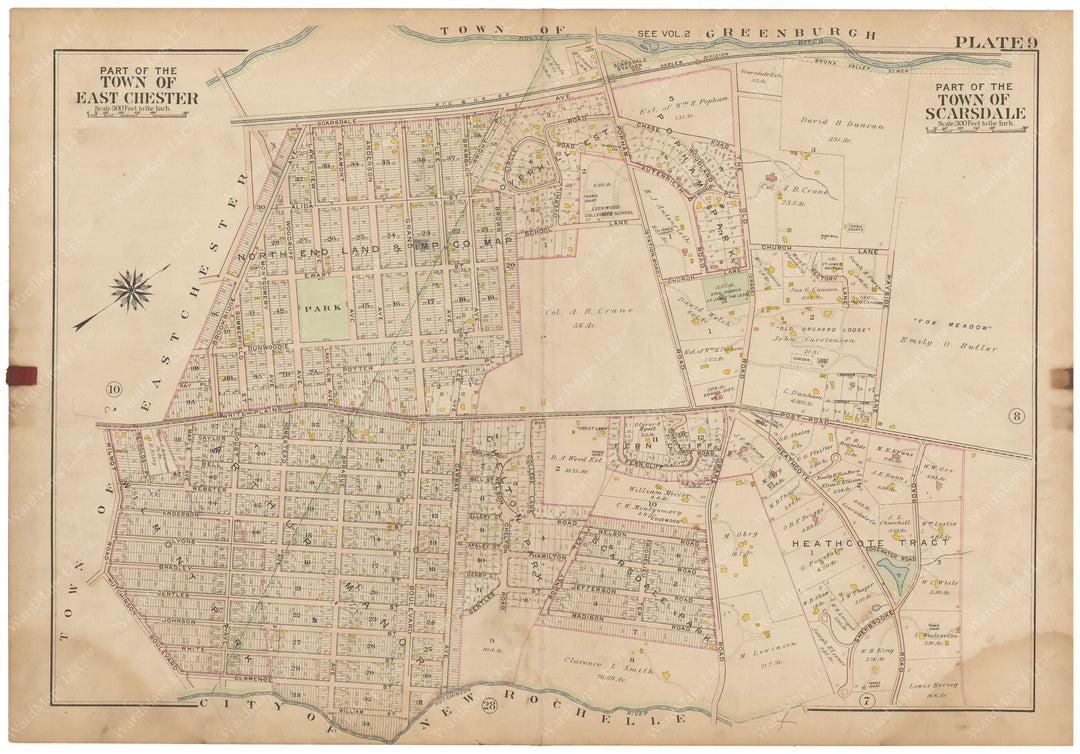 Westchester County, New York 1910 Vol. 1: Plate 009 Eastchester and Scarsdale