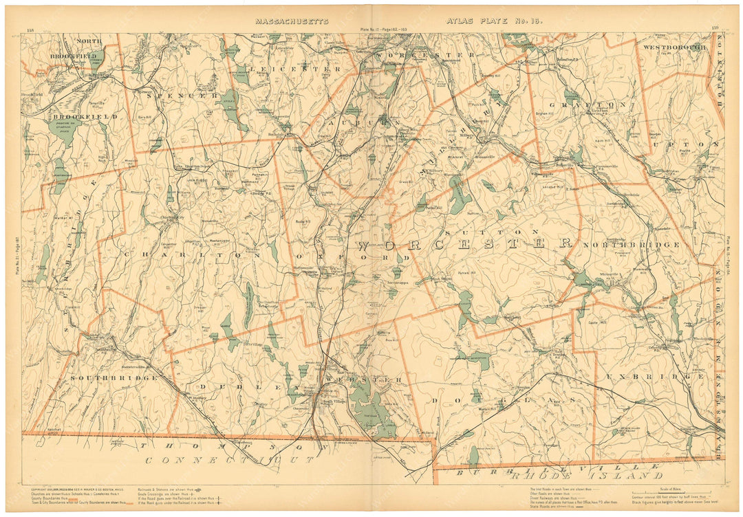 Massachusetts 1904 Plate 016: Southern Worcester County