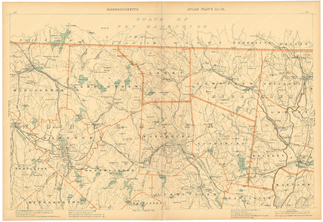 Massachusetts 1904 Plate 018: Northern Worcester County