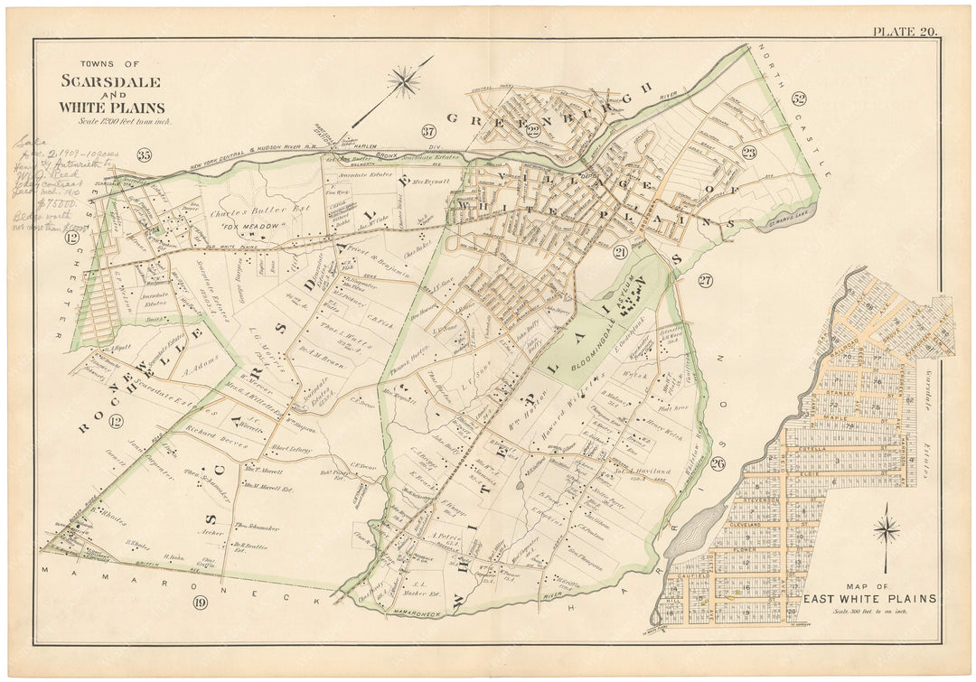 Westchester County, New York 1901 Plate 020: Scarsdale and White Plains