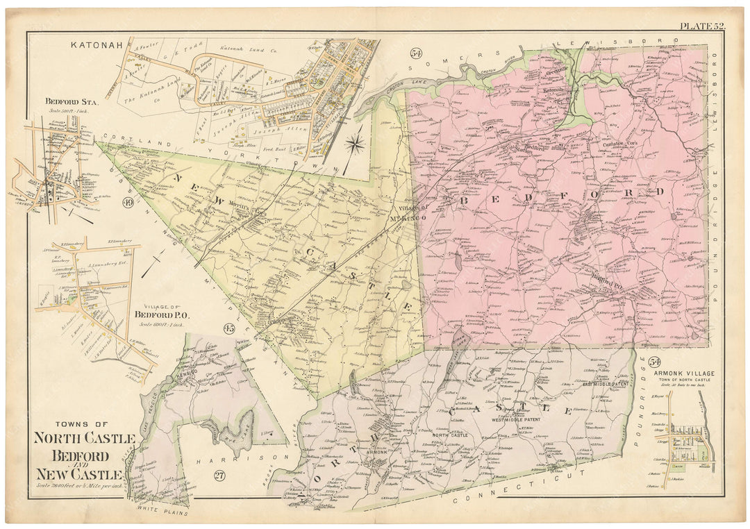 Westchester County, New York 1901 Plate 052: Bedford, New Castle, and North Castle