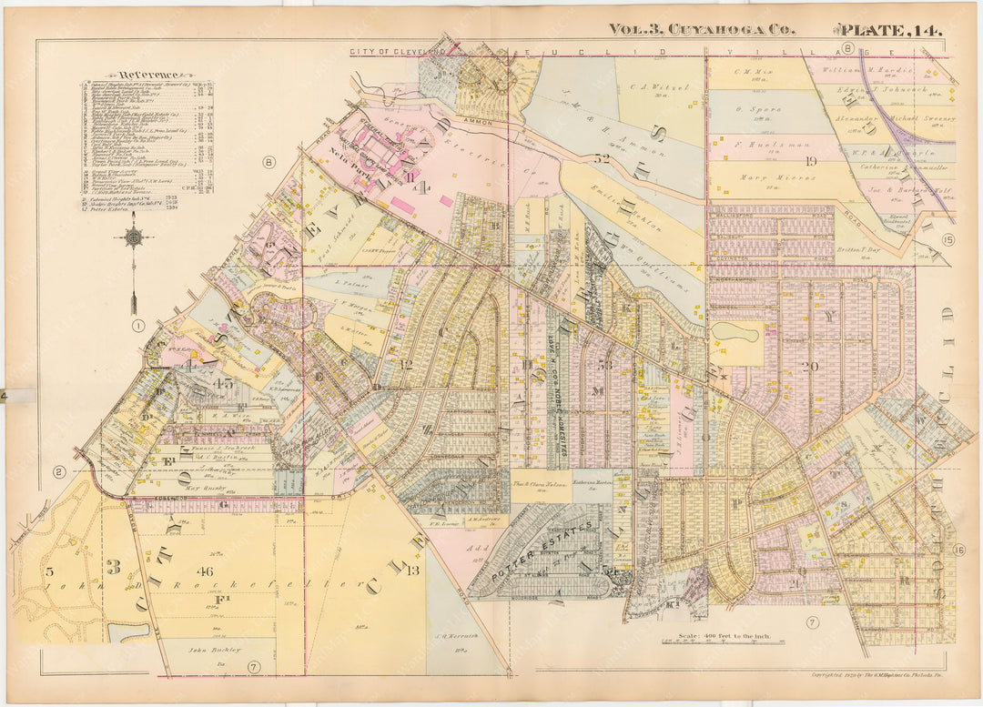 Cuyahoga County, Ohio, Vol. 3, 1920 Plate 014: Cleveland Heights, East Cleveland, Nela Park, and South Euclid Village