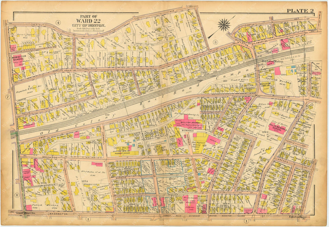 West Roxbury, Massachusetts 1914 Plate 002: Jamaica Plain