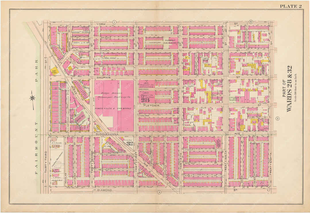 Atlas of Philadelphia, Pennsylvania 1908, 28th, 32nd, and 37th Wards: Plate 002